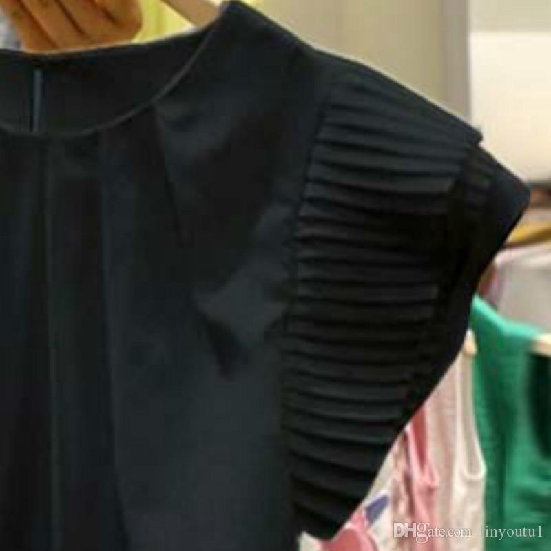 2020 Solid White Summer Women T Shirts O-neck Short Sleeve Pleated Female Tees 2019 New Korean Fahion Loose Casual Tops