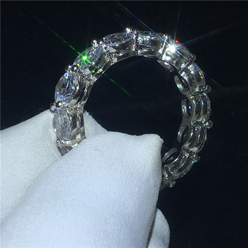 vecalon Teenis Promise Finger Ring 925 Sterling Silver 6mm Diamonds cz Engagement Wedding Band Rings set For Women men Jewelry