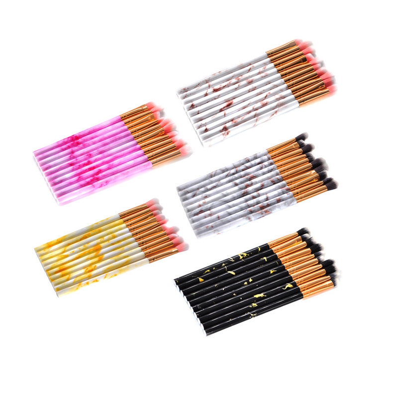 10PCS Makeup Brushes Tool Kit Eye Shadow Blending Brush Set Cosmetic Brushes Marble Eyebrow Synthetic Hair Make Up Brush Pinceles De Maquillaje
