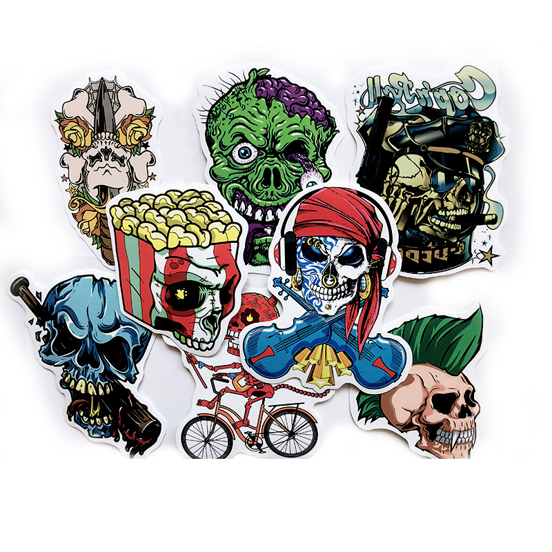 Waterproof Sunlight-Proof Stickers for Car Laptop Water Bottles Skateboard Bicycle Cars Decal Aesthetic Trendy Cool Skull