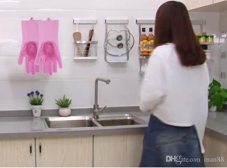 Silicone dishwashing gloves dishwashing brush housework gloves kitchen cleaning gloves