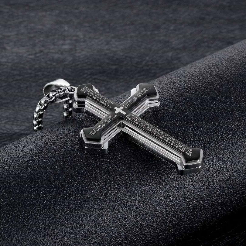 hip hop pendant necklace for men luxury designer mens black pendants stainless steel Bible scriptures jewelry gift