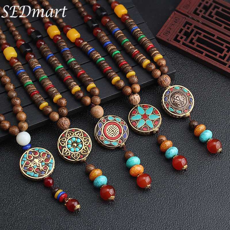 Pendant Necklaces SEDmart Retro Ethnic Wood Lotus Buddha Statue For Women Nepalese Mantra Wooden/Glass Beads Sweater Chain Gifts
Pendant Necklaces SEDmart Retro Ethnic Wood Lotus Buddha Statue For Women Nepalese Mantra Wooden/Glass Beads Sweater Chain Gifts
