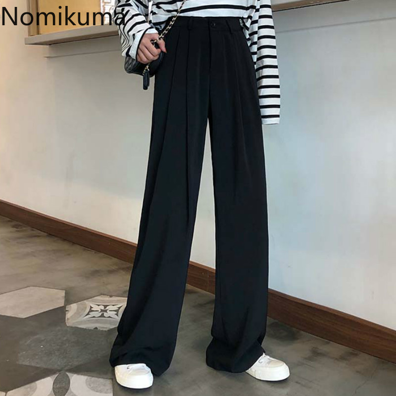 Nomikuma 2020 Spring Autumn New Black Suit Pants Solid Color High Waist Straight Loose Trousers Fashion Pantalones 3a337
Nomikuma 2020 Spring Autumn New Black Suit Pants Solid Color High Waist Straight Loose Trousers Fashion Pantalones 3a337
