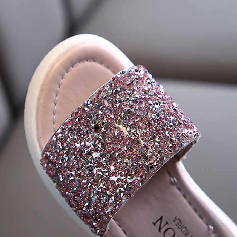 Girls Slippers Kids Shoes Summer Glitter Sequin Slippers Outdoor Children Beach Shoes Princess Sandal Flat Outdoor Flip Flop