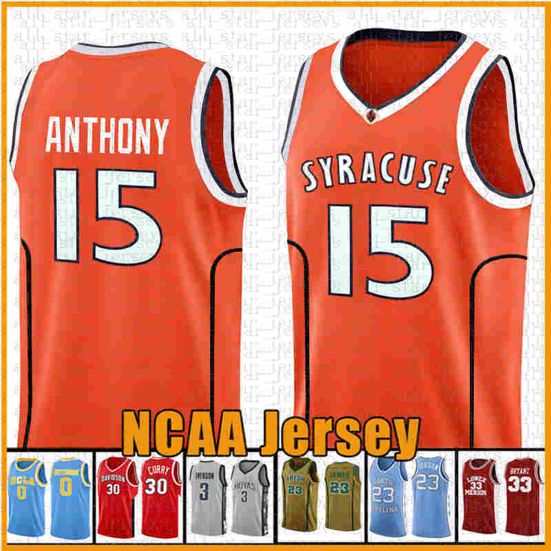 Orange mens Carmelo 15 Anthony Syracuse Basketball jersey NCAA University 21 Rui Gonzaga Bulldogs Hachimura Embroidery ACDR