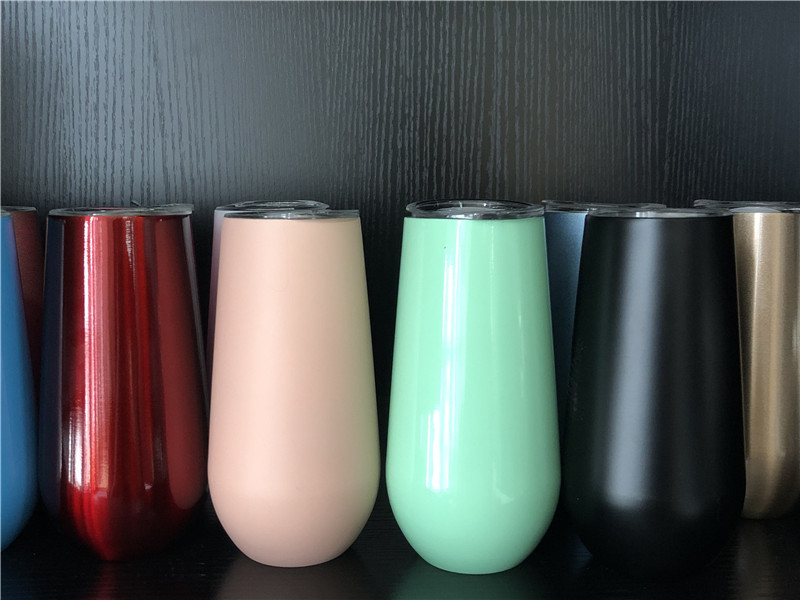 16 Colors Options 6oz Stemless Wine tumbler 16 COLOR Stainless Steel Egg Tumbler Coffee Mug wine cocktail ice cream