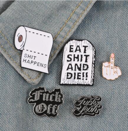 Angry collection ! Funny Punk Happens Roll Paper Eat And Die Tombstone OFF Middle Finger Enamel Brooch Lapel Pin
Angry collection ! Funny Punk Happens Roll Paper Eat And Die Tombstone OFF Middle Finger Enamel Brooch Lapel Pin