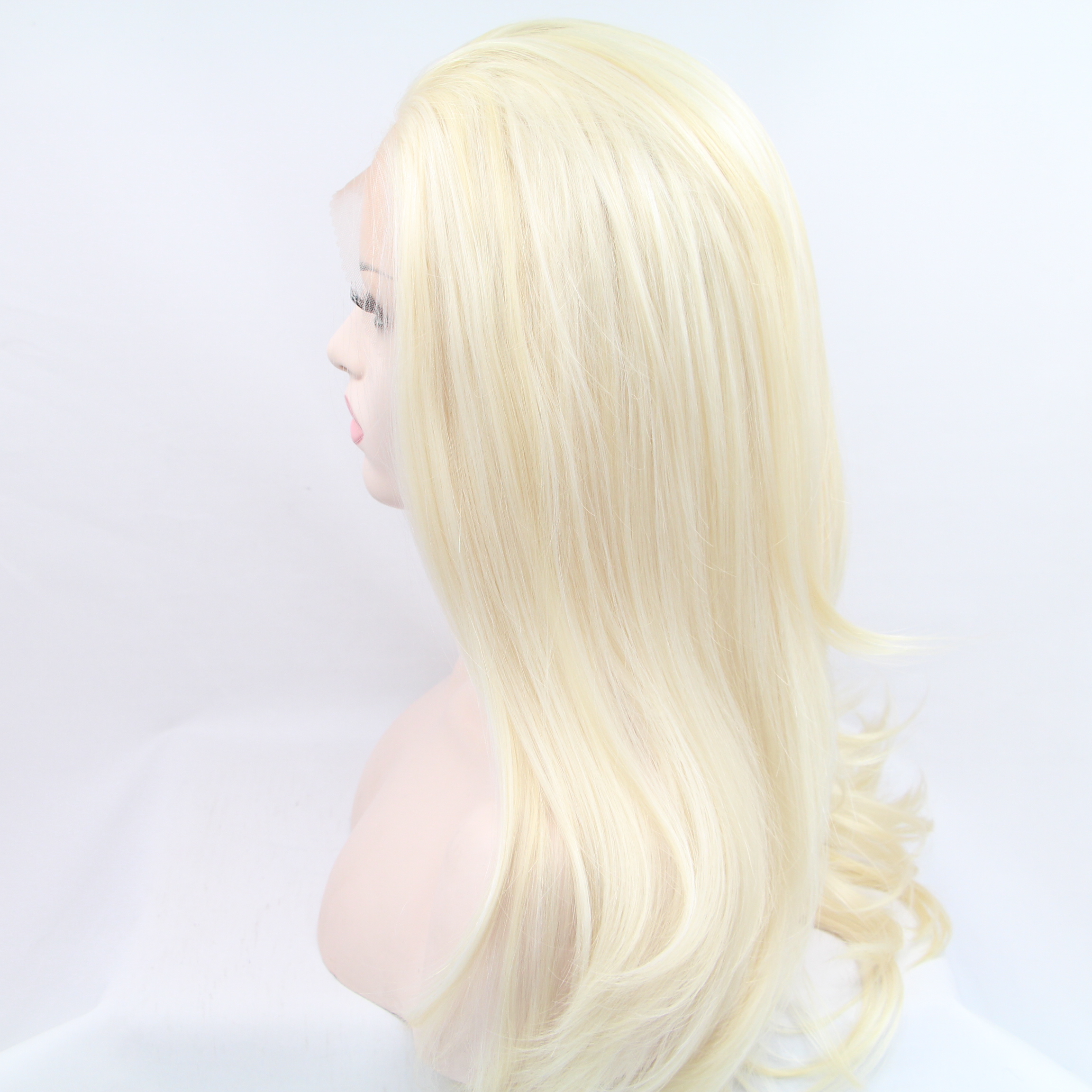28inches Long Straight deep part Platinum Blonde wig Princess natural brazilian Lace Front Wig synthetic with Baby Hair for White Women