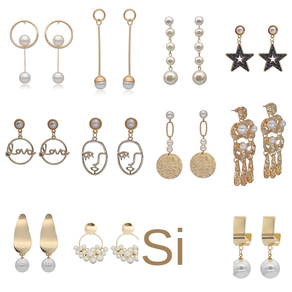 Exaggerated golden pearl earrings female temperament Super Fairy earrings cold wind earring