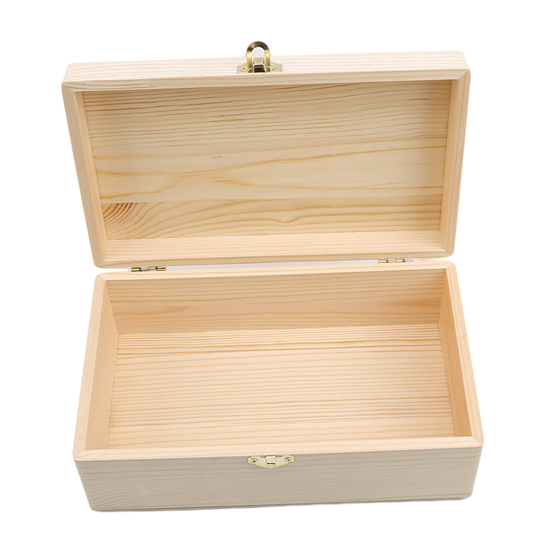 Wooden Storage Box Log Color Pine Rectangular Flip Solid Wood Gift Box Handmade Craft Jewelry Case