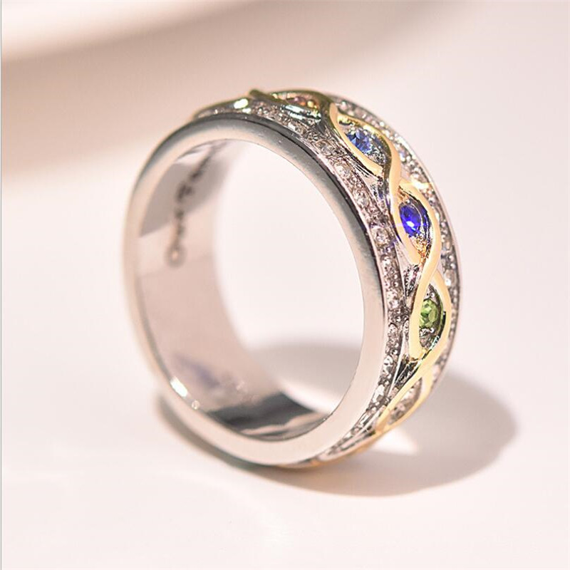 Our Family is Forever Classical Fashion Jewelry 925 Sterling Silver Colorful 5A Zircon Promise Party Women Wedding Engagement Band Ring Gift