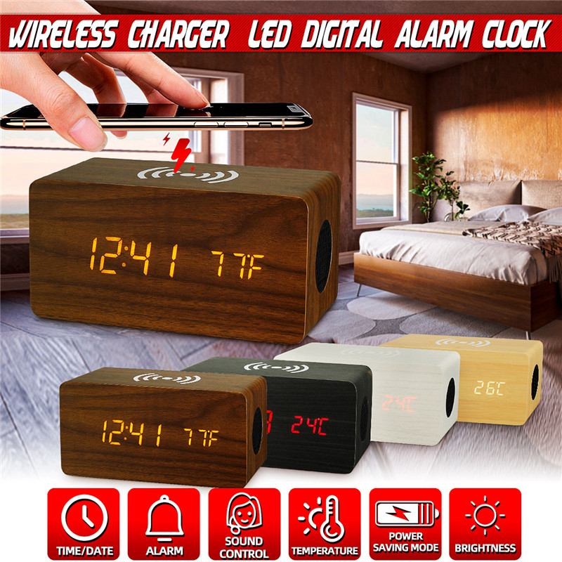Wireless Charging Led Digit Alarm Clock Audio USB Charger bluetooth Speaker Phone Wireless Charger Wooden Desk Clock
Wireless Charging Led Digit Alarm Clock Audio USB Charger bluetooth Speaker Phone Wireless Charger Wooden Desk Clock