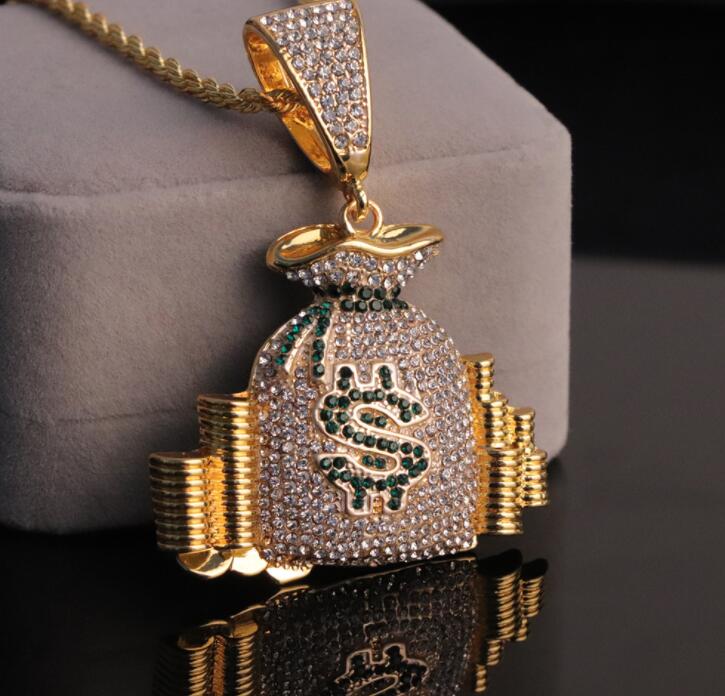 Creative Dollar $symbol money bag Necklace Coin Pendant with zircon hip hop Chaoren Necklace
Creative Dollar $symbol money bag Necklace Coin Pendant with zircon hip hop Chaoren Necklace