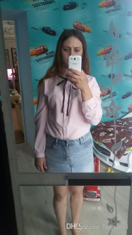 2020 New Spring Autumn Tops Office Ladies Blouse Fashion Long Sleeve Bow Slim White Shirt Female Cute Work Blouses