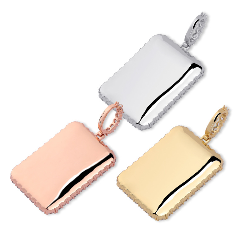 Hip Hop Memorial Square Photo Frame Medal Pendant Necklace Platinum Plated Men Women Lover Gift Couple Pendants