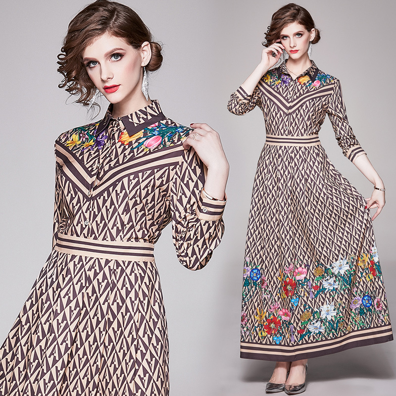 Spring Summer Fall Runway Vintage Floral Letter Print Collar Long Sleeve Empire Waist Women Ladies Casual Party Maxi Beach Fashion Dress, Black;gray
Spring Summer Fall Runway Vintage Floral Letter Print Collar Long Sleeve Empire Waist Women Ladies Casual Party Maxi Beach Fashion Dress, Black;gray