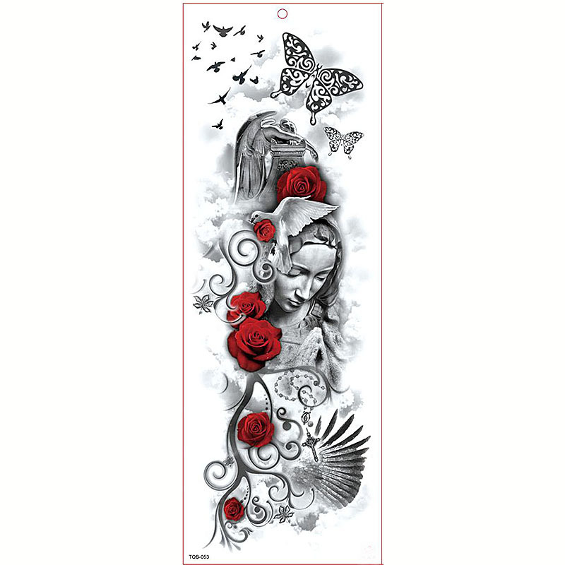 Large Arm Sleeve Tattoo Waterproof Temporary Tattoo Sticker Rose Butterfly Full Flower Tatoo Body Art Tattoo Girl