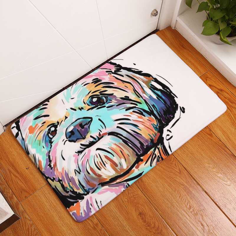 Modern flannel mats Lovely Dog Printing Carpets Anti-slip Floor Mat kitchen Living room Outdoor Rugs Animal DoorMat 40x60cm