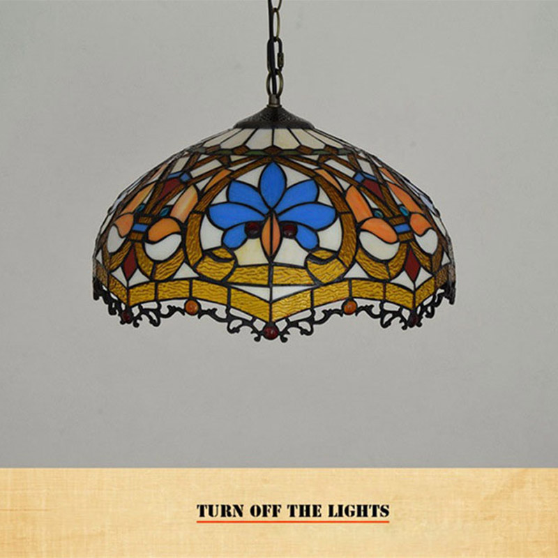 16 inch European retro creative glass lamp Tiffany stained glass love decoration living room dining room bedroom chandelier TF043
