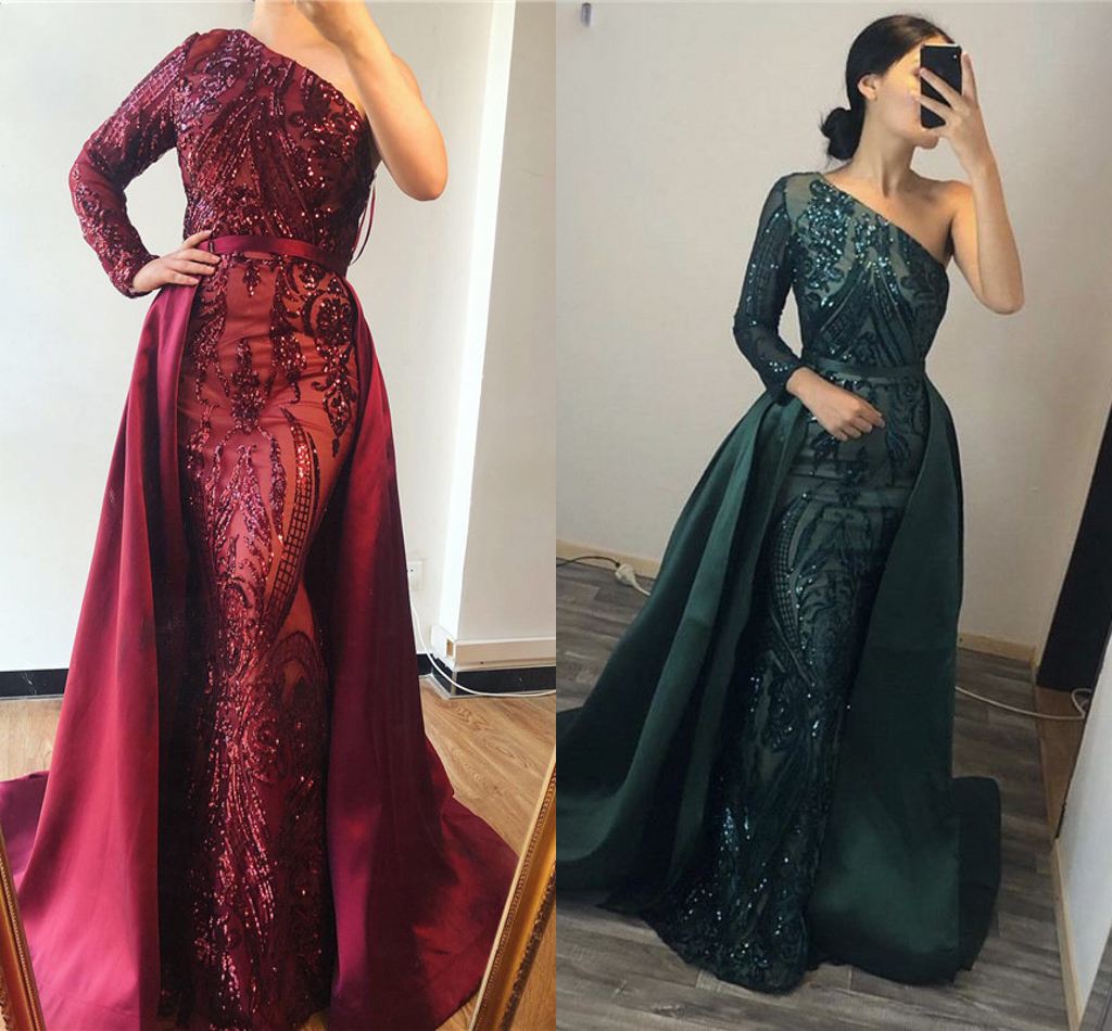 Sparkly Sequined Mermiad Evening Dress With Detachable Train Vintage One Shoulder Long Sleeves Proam Dresses Long Formal Party Pageant Gown, White
Sparkly Sequined Mermiad Evening Dress With Detachable Train Vintage One Shoulder Long Sleeves Proam Dresses Long Formal Party Pageant Gown, White