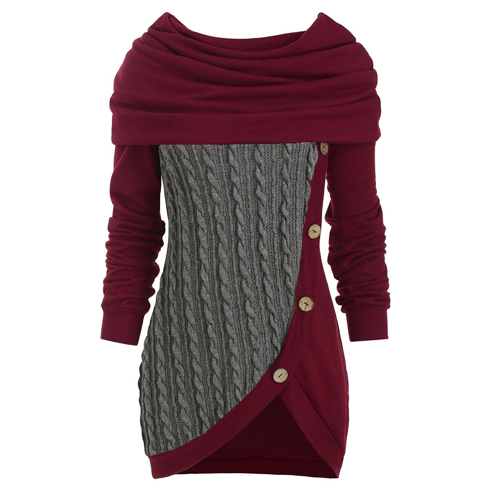 Sweaters Cowl Neck Mock Button Cable Knit Knitwear Warm Button Hooded Sweater Ladies Long Tops Women Pullovers, Blue
Sweaters Cowl Neck Mock Button Cable Knit Knitwear Warm Button Hooded Sweater Ladies Long Tops Women Pullovers, Blue