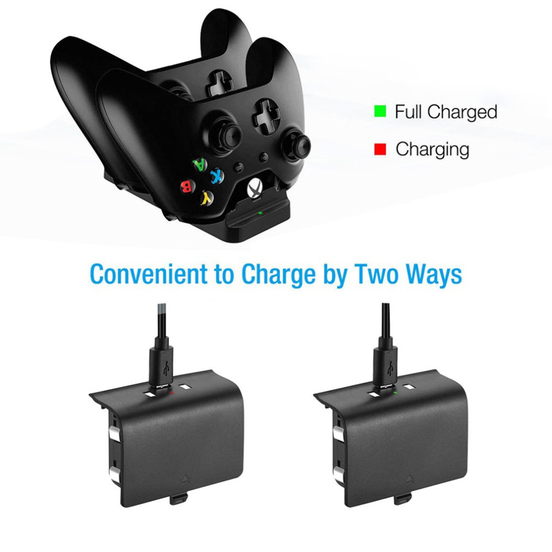 Fast Charger for XBOX ONE Controller Dual Gamepad Charging Dock Charge + 2pcs Battery Stander
