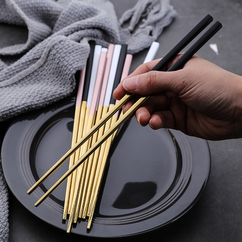 Wed Chopstick Stainless Steel Chopstick Black and Gold