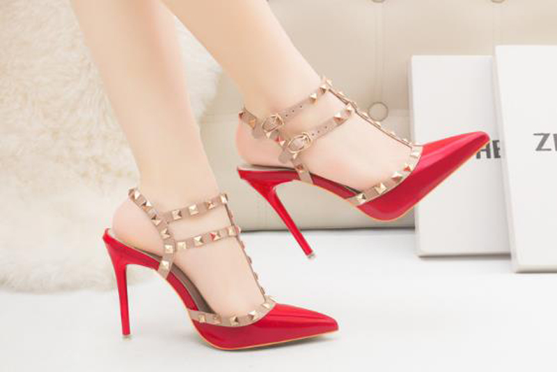 Women's 8cm ultra high heels shoes Women's patent leather studded style high heels shoes Women's Roman style sandals, Burgundy
Women's 8cm ultra high heels shoes Women's patent leather studded style high heels shoes Women's Roman style sandals, Burgundy