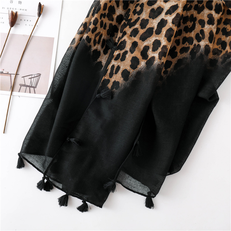 Black Winter Cotton Leopard Print Scarf Women Brown Scarve & Wraps Girls Fashion Hijab Long Scarf Shawls