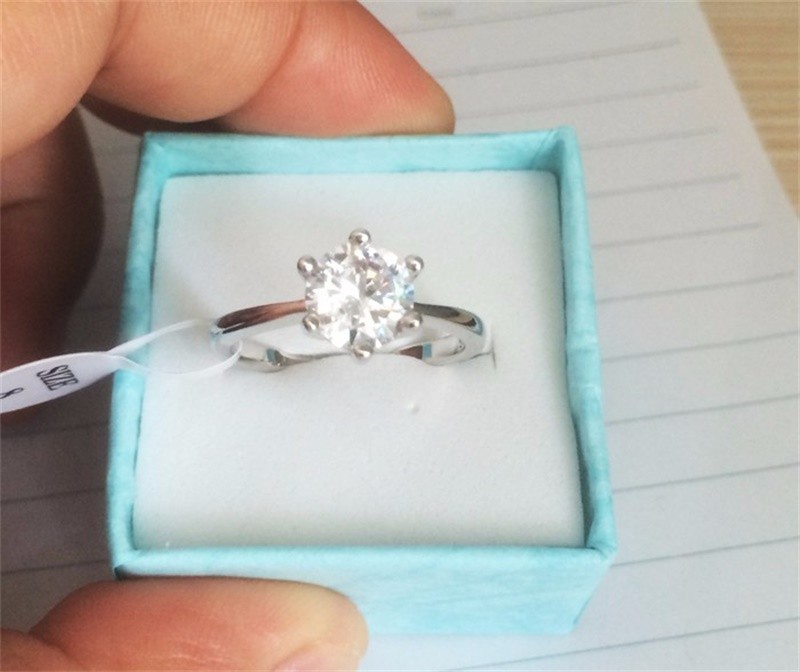 Classic Real Solid Wedding for Women Set 6mm Sona DIA cz Engagement Ring Pure Sier Rings Fine Jewelry size 4-9