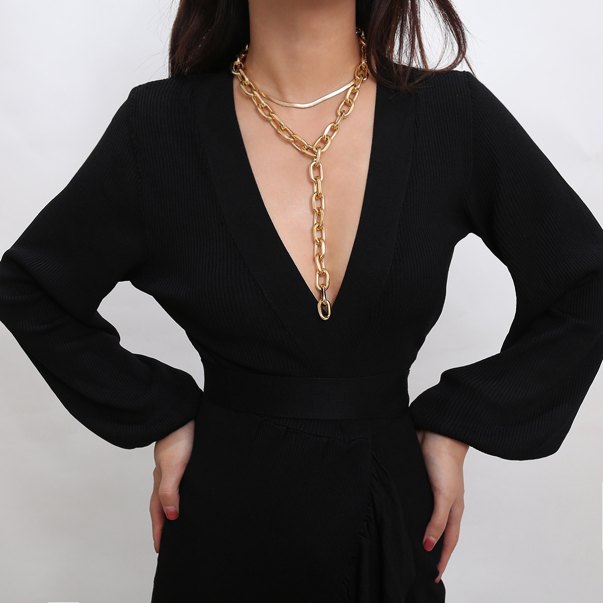 Fashion- Necklaces for Punk Girl Alloy Punk Style Snake bone chain Y-shaped tassel chain Christmas Gift Free Shipping