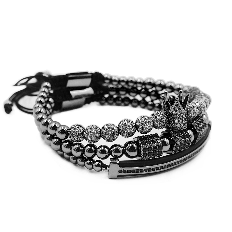 Men's Jewelry Crown Charm Studded Zircon Couple Lace Bead Women's Gift Valentine's Day Holiday Christmas