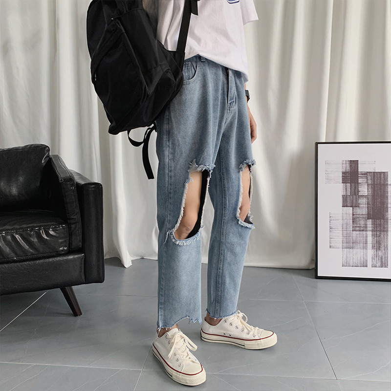 Januarysnow Summer 9-point Knee Hole Jeans Men' Straight Tube Fashion Brand Hip Hop Beggars 9-point Ins Wide Leg Loose Pants, Blue
Januarysnow Summer 9-point Knee Hole Jeans Men' Straight Tube Fashion Brand Hip Hop Beggars 9-point Ins Wide Leg Loose Pants, Blue