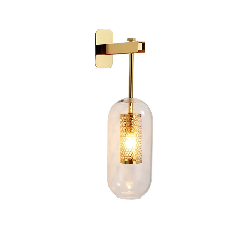 Indoor lighting Postmodern wall lamp gold/black metal glass creative sconce LED wall light bedroom bedside Aisle corridor stair