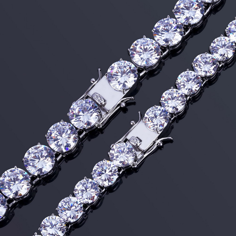 8mm Hip Hop Shining Tennis Bracelet White Zircon Bling 18k Real Gold Plated Men Women Bangle