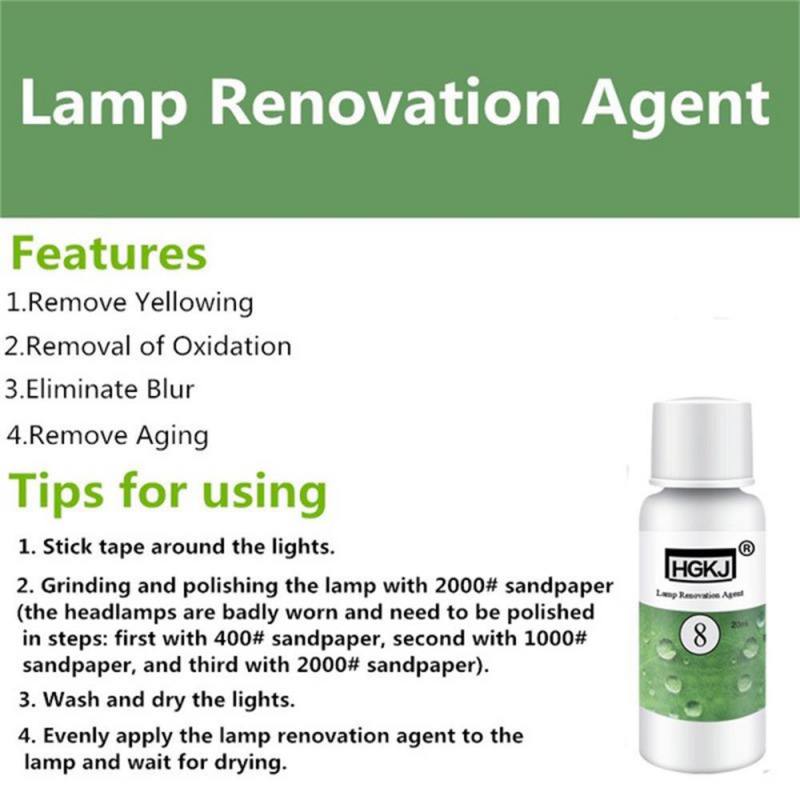 50ML Car Headlight Restoration Kit Headlamp Repair Cleaner Hydrophobic Glass Coating Auto Polish Cleaning Coat Plating Tool HGKJ-8