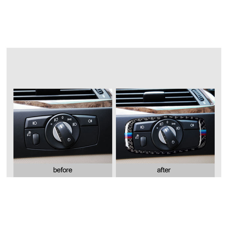 Carbon Fiber accessories Interior Headlight switch Frame trim For BMW e60 5 series 2008 2009 2010 Car Styling