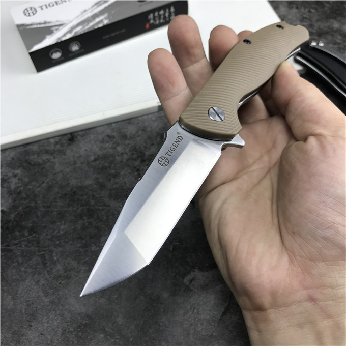 Jefrey Collins Handle 2 Colors Flipper Folding Knife 440C Satin Blade Fiber Nylon + Stainless Steel Sheets Handles Ball Bearing Knives +