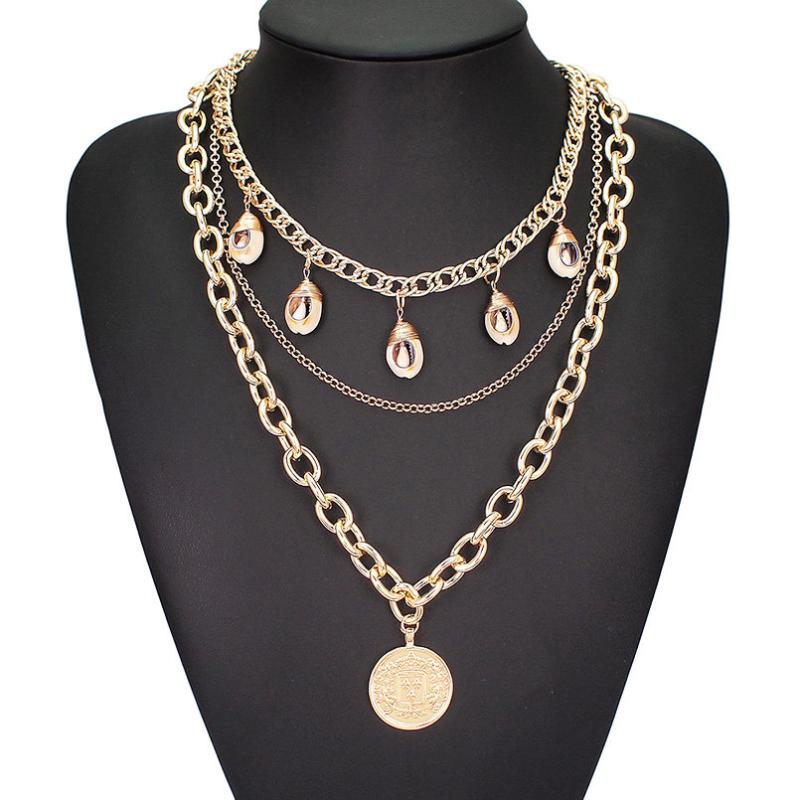 Pendant Necklaces Fashion Women Shell Statement Metal Multilayer Long Chain Choker For Big Coin Pendants Necklace Accessories UKMOC
Pendant Necklaces Fashion Women Shell Statement Metal Multilayer Long Chain Choker For Big Coin Pendants Necklace Accessories UKMOC