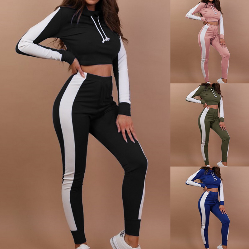 2018 New Women Tracksuit Striped Yoga Set Hooded Crop Top High Waist Pants Sportswear 2 pcs Sport Suit Sweatshirt Pants Jumpsuit, Black
2018 New Women Tracksuit Striped Yoga Set Hooded Crop Top High Waist Pants Sportswear 2 pcs Sport Suit Sweatshirt Pants Jumpsuit, Black