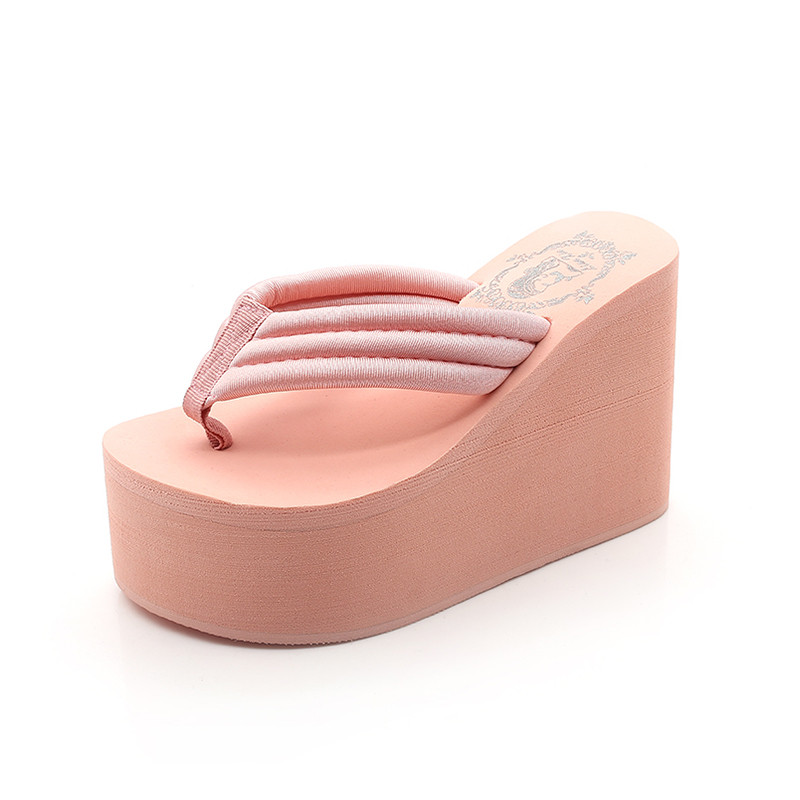 2019 New heels slipper Shoes Woman Summer sandals Flip Flops High Heel beach Wedges Platform Women Slippers Designer Ladies Flipflops