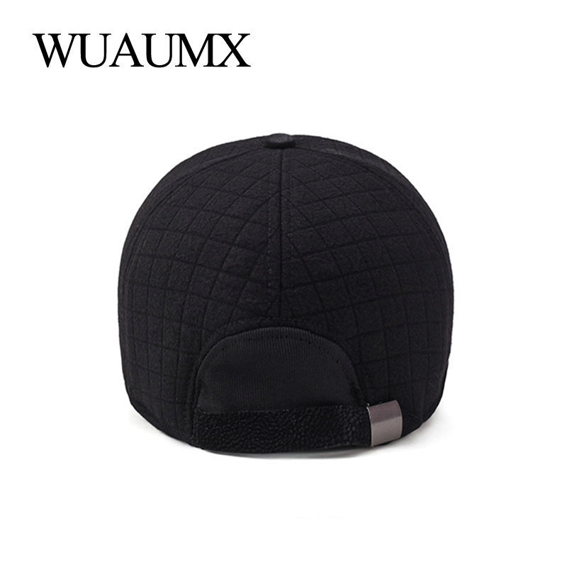 Wuaumx Winter Thicker Baseball Cap For Men With Earflaps Keep Warm Cotton Snapback Cap Men Father Hat Ear Protection Casquette Y19052004