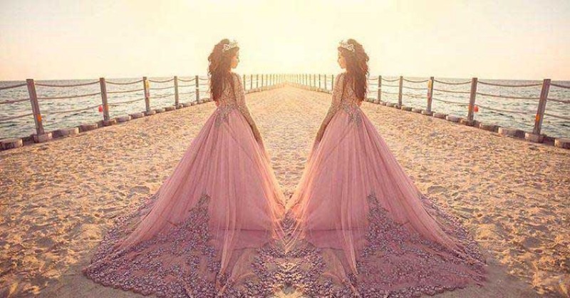 2020 Pink Evening Dresses Tulle Long Sleeve Sequins Applique Rhinestone Prom Dress Sweep Tarin Special Occasion Dresses