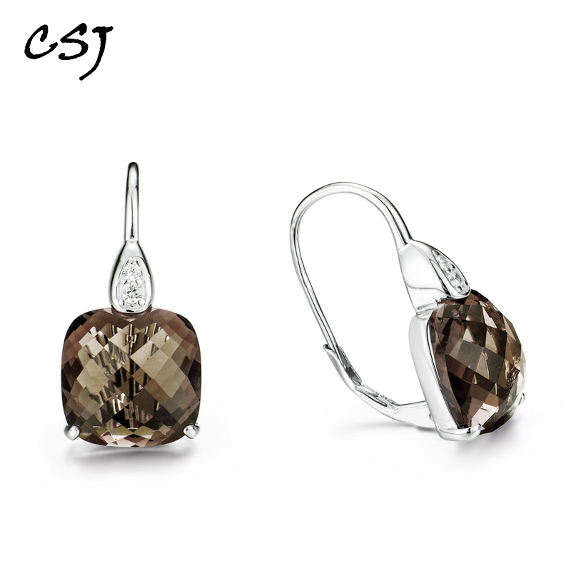 CSJ Natural Smoky Quartz Earrings 925 Sterling Sliver Green Crystal Drop Earrings For Women Lady Mother Party Gift Box
CSJ Natural Smoky Quartz Earrings 925 Sterling Sliver Green Crystal Drop Earrings For Women Lady Mother Party Gift Box