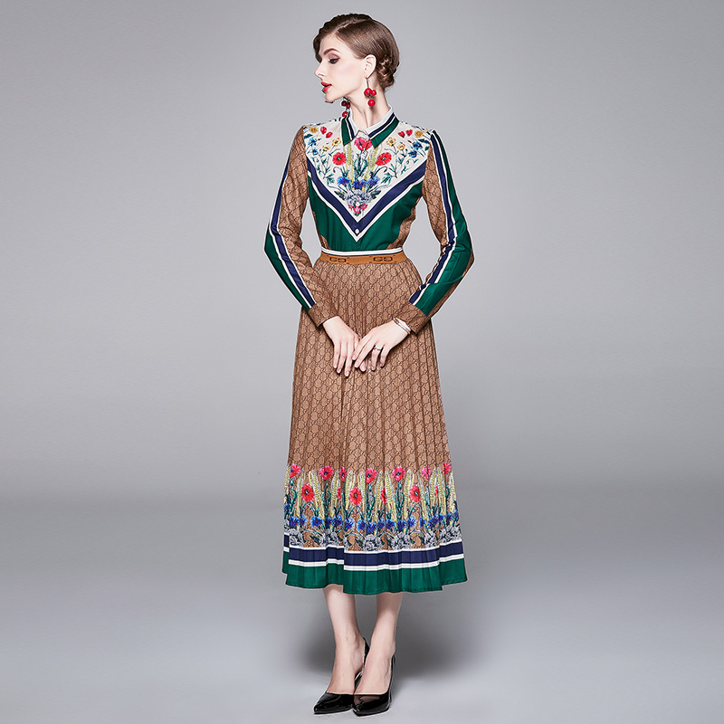 Fashion Elegant Casual Office Women Floral Shirt Midi Dress Pleated New 2020 Spring Fall Runway Print Long Sleeve Ladies Designer Dresses, Customize
Fashion Elegant Casual Office Women Floral Shirt Midi Dress Pleated New 2020 Spring Fall Runway Print Long Sleeve Ladies Designer Dresses, Customize