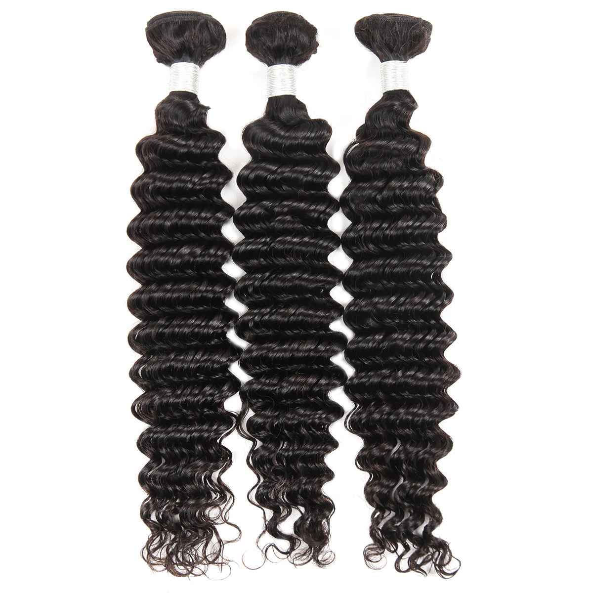 Ishow 12A Deep Wave Raw Human Hair Extensions Weft 3/4 Bundles Kinky Curly Body Brazilian Peruvian Malaysian Indian Hair Weave for Women All Ages Natu