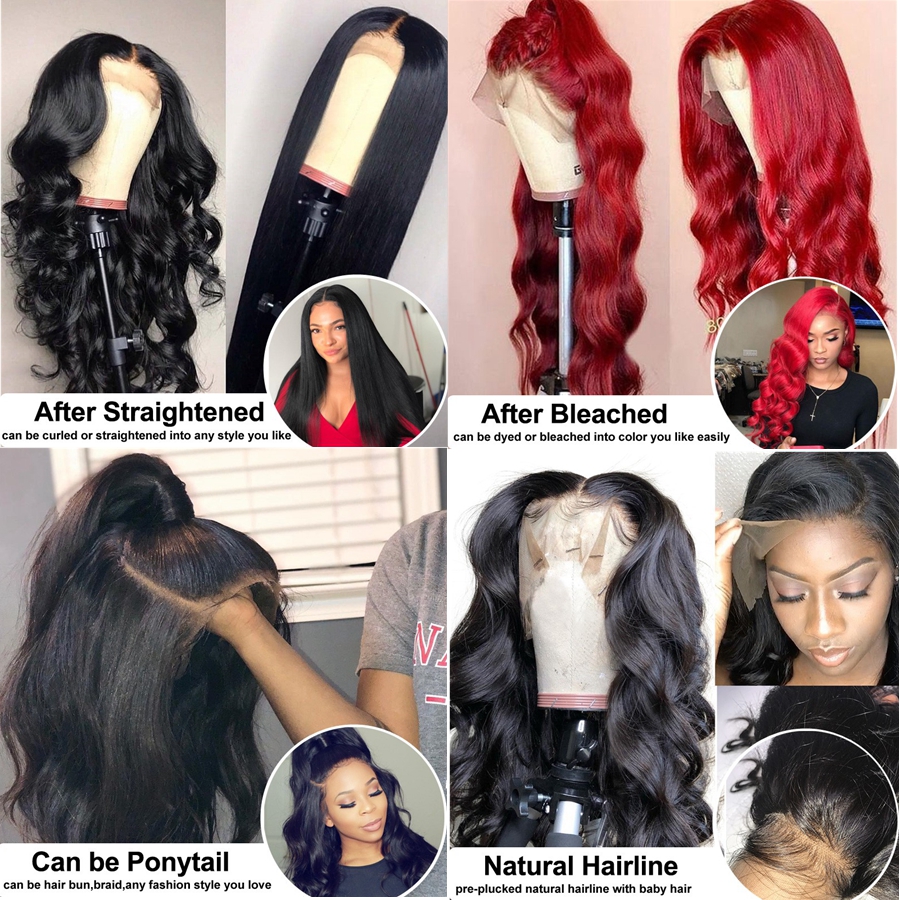 Ishow 360 Frontal Wig 10A Body Straight Water Human Hair Lace Front Wigs Brazilian Peruvian Loose Deep Curly For Women All Ages Natural Color