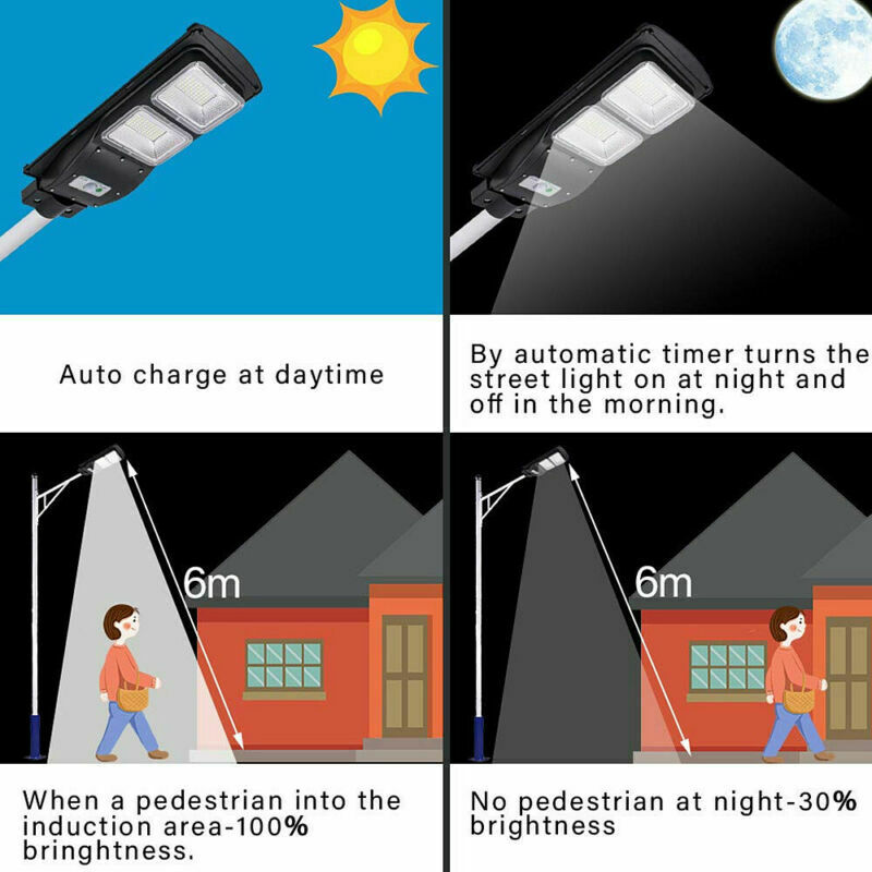 30W 60W 90W 120W Solar Street Lamp Radar Motion Sensor Waterproof IP67 Wall Outdoor Landscape Garden Road Light with pole