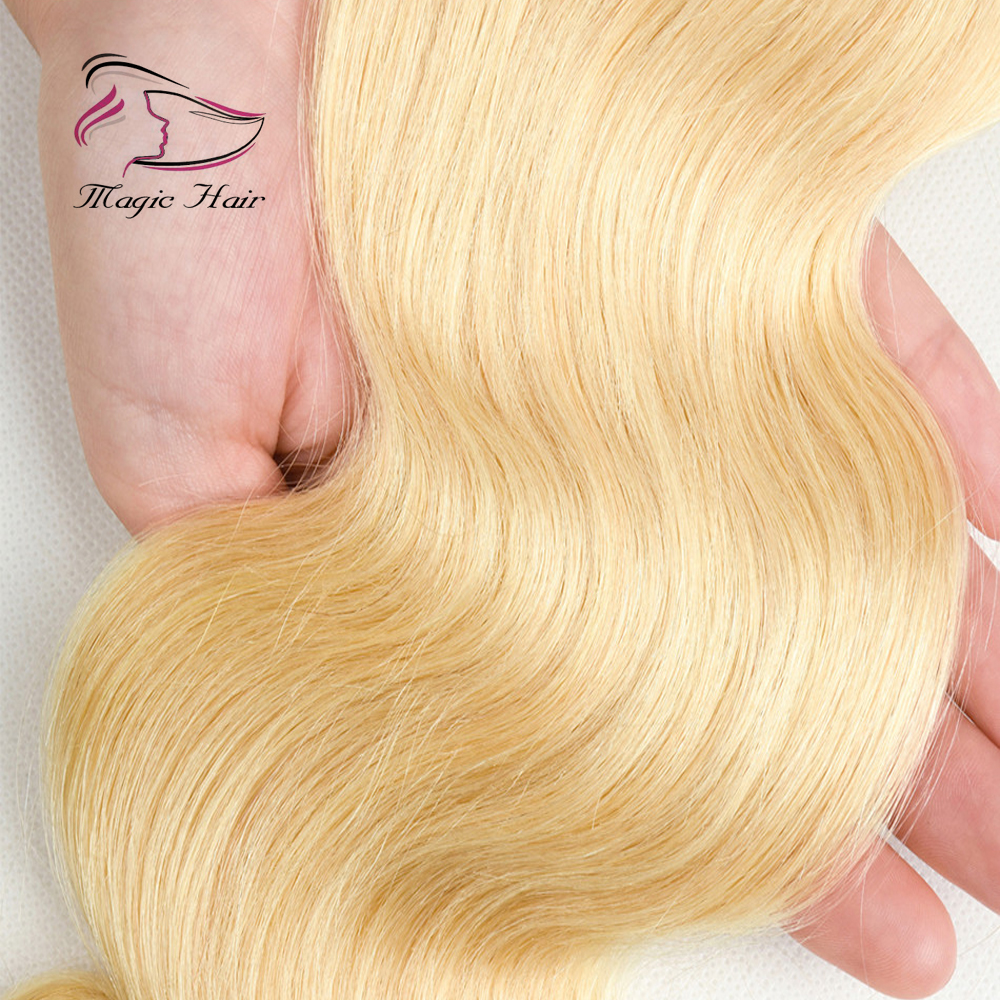 Evermagic 613#blond 3pieces Bundles With 1piece Closure Brazilian Hair Weave Body Wave Human Hair Extension 8-22inches